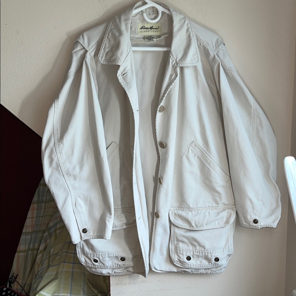 Eddie Bauer Bone White Ivory Utility Jacket‎ Barn Coat MP EUC